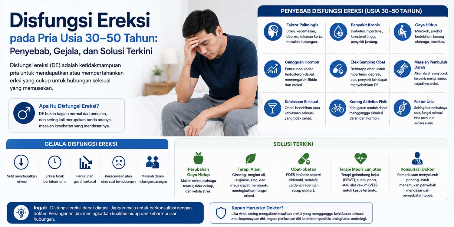 Disfungsi Ereksi pada Pria Usia 30–50 Tahun: Penyebab, Gejala, dan Solusi Terkini