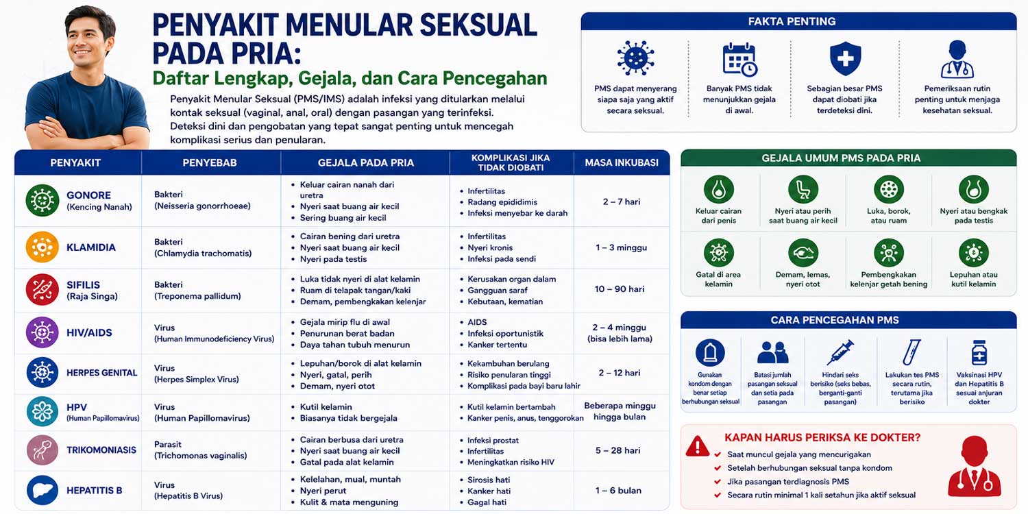 Penyakit Menular Seksual pada Pria: Daftar Lengkap, Gejala, dan Cara Pencegahan